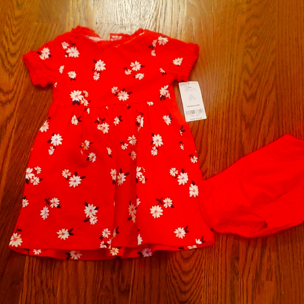Nwt Red Flowered Dress Set